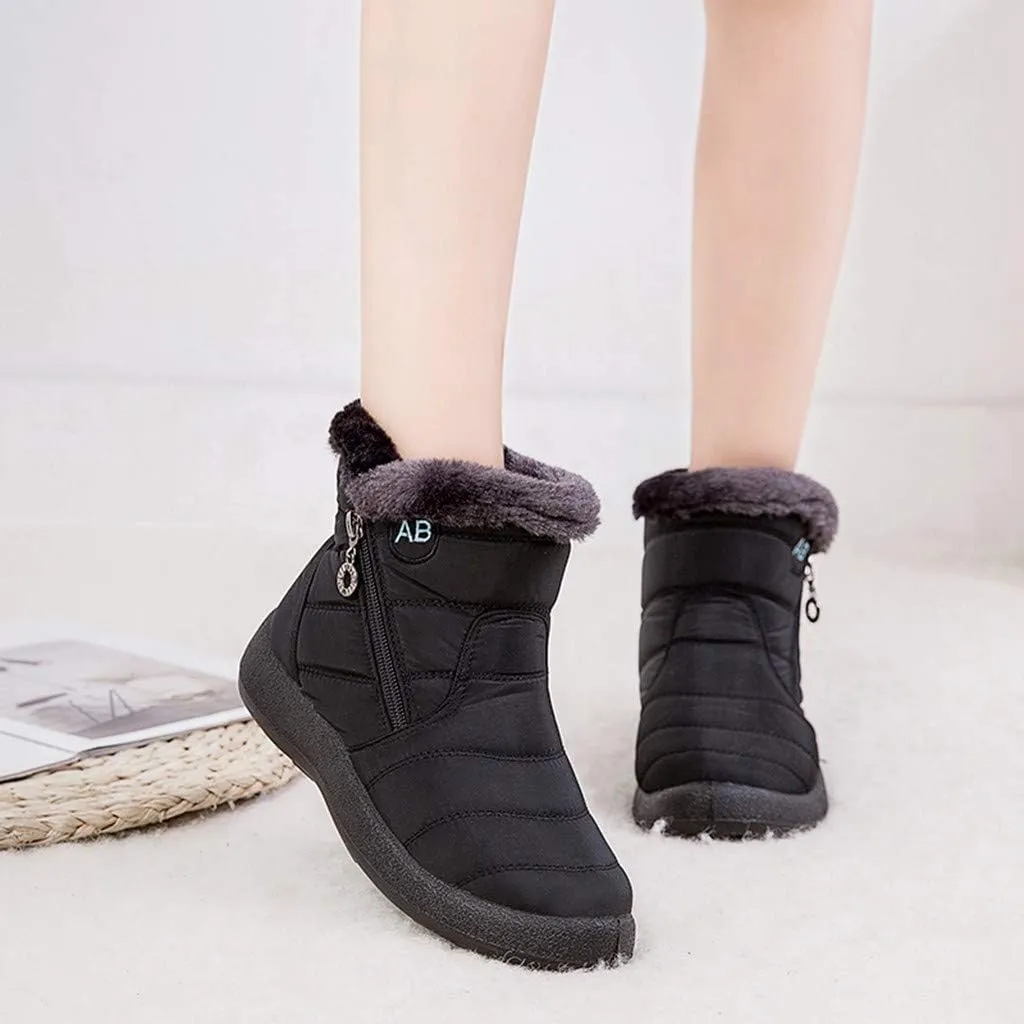 Snow Boots for Women Waterproof Winter Boots Non Slip Warm Fur Booties Cold Weather Lace Up Ankle Boots Thickening Winter Shoes Walking Hiking Booties
