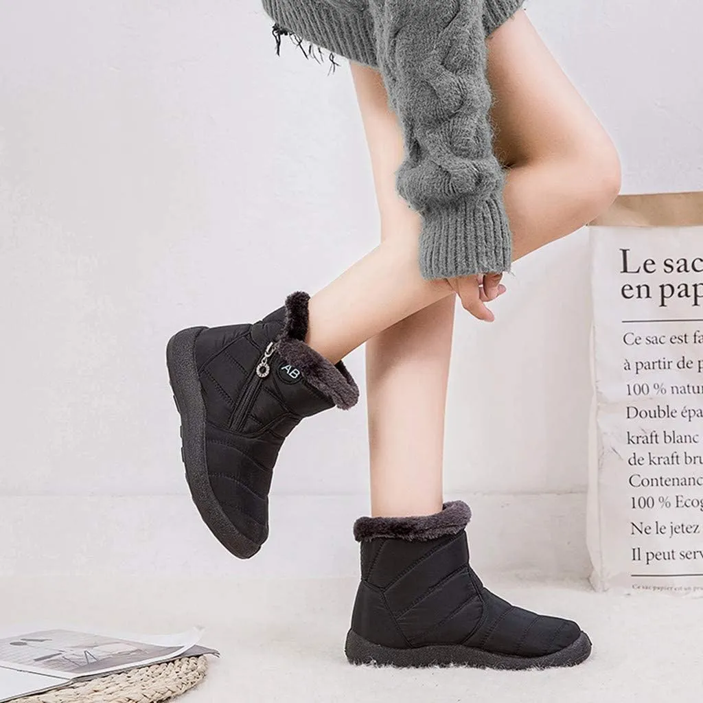 Snow Boots for Women Waterproof Winter Boots Non Slip Warm Fur Booties Cold Weather Lace Up Ankle Boots Thickening Winter Shoes Walking Hiking Booties