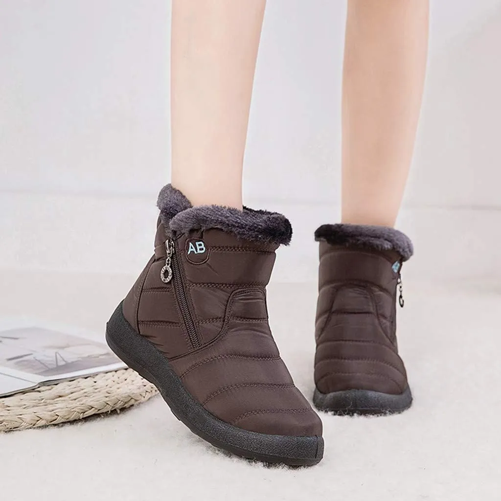 Snow Boots for Women Waterproof Winter Boots Non Slip Warm Fur Booties Cold Weather Lace Up Ankle Boots Thickening Winter Shoes Walking Hiking Booties