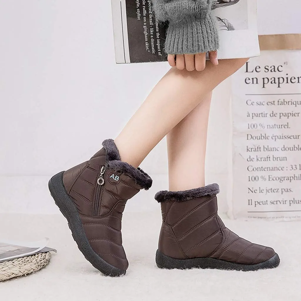 Snow Boots for Women Waterproof Winter Boots Non Slip Warm Fur Booties Cold Weather Lace Up Ankle Boots Thickening Winter Shoes Walking Hiking Booties