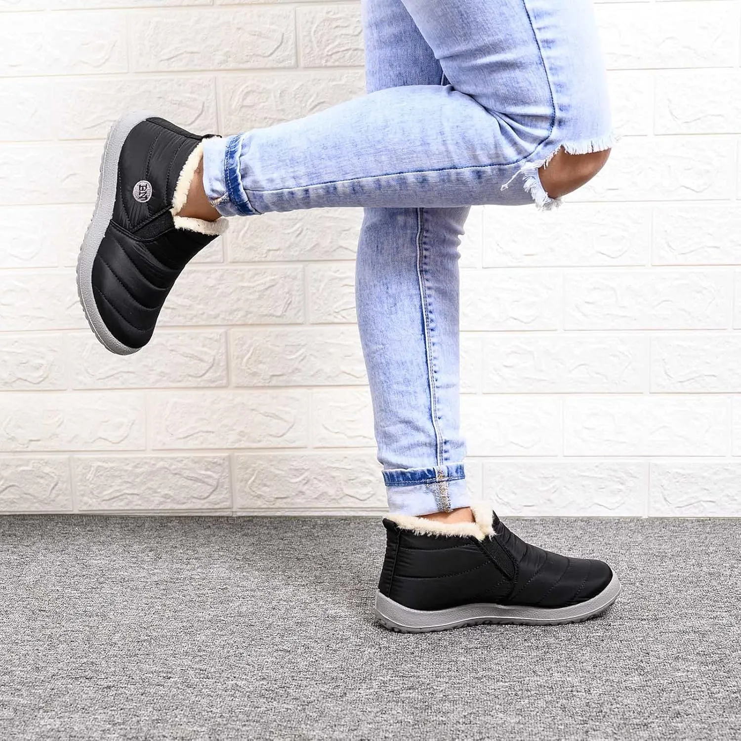 Snow Boots for Women Waterproof Winter Boots Non-slip Warm Fur Booties Winter Warm Outdoor Ankle Boots Comfortable Winter Shoes Trekking Shoes