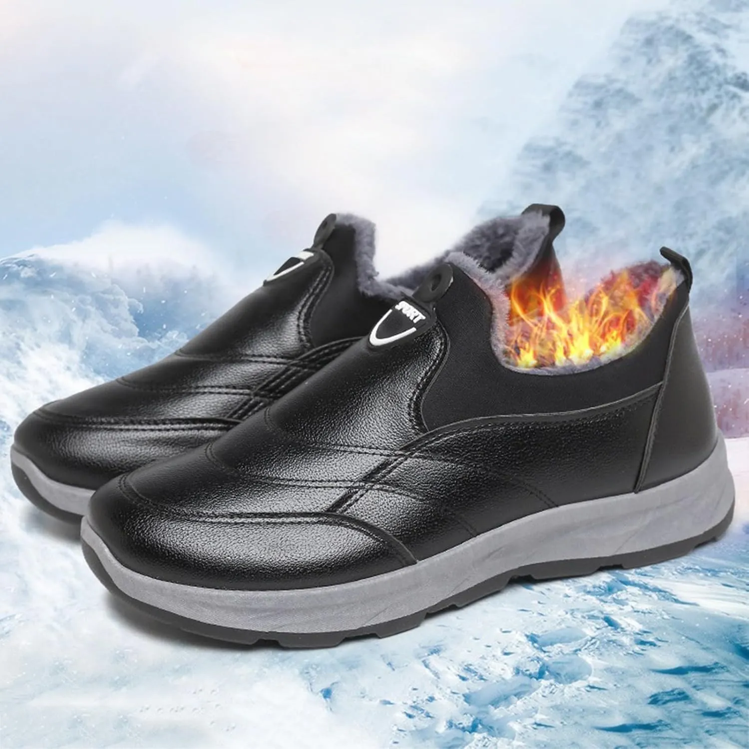 Snow Shoes For Men Non-Slip Plush Lined Walking Sneaker Pull-on Hiking Boots Women aterproof Women Casual Shoes