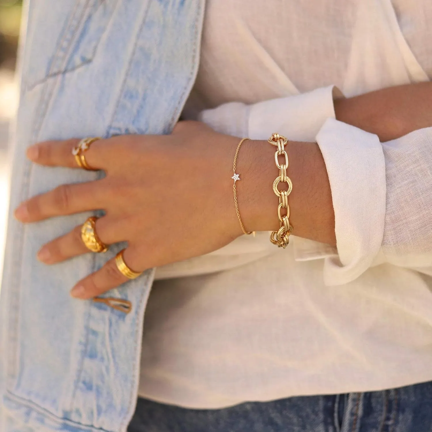SOFYBJA 18k Gold Plated Personalized Chunky Cuban Oval Link Chain Bracelets for Men Toggle Rope Bracelet Jewelry for Women