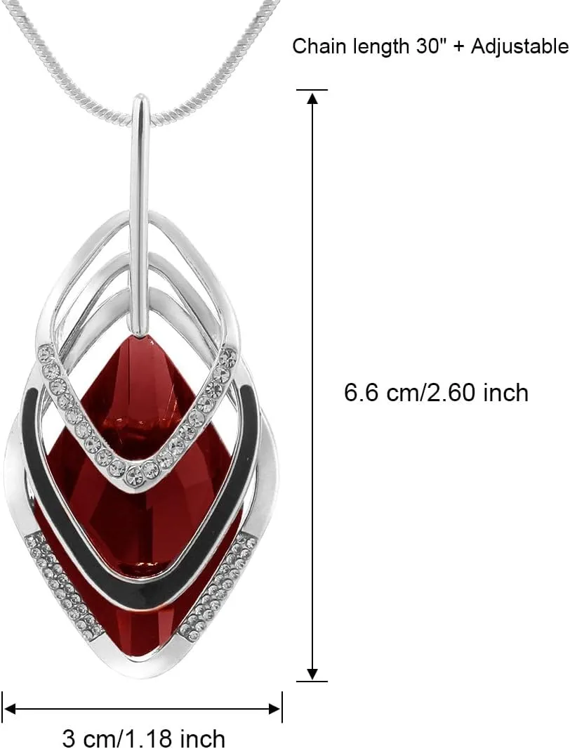 Solid Long Sweater Necklaces for Women Elegant Triple Stack Cubic Zirconia Pendant Rhombic Rhinestone Pendant Y Necklaces Fashion Jewelry