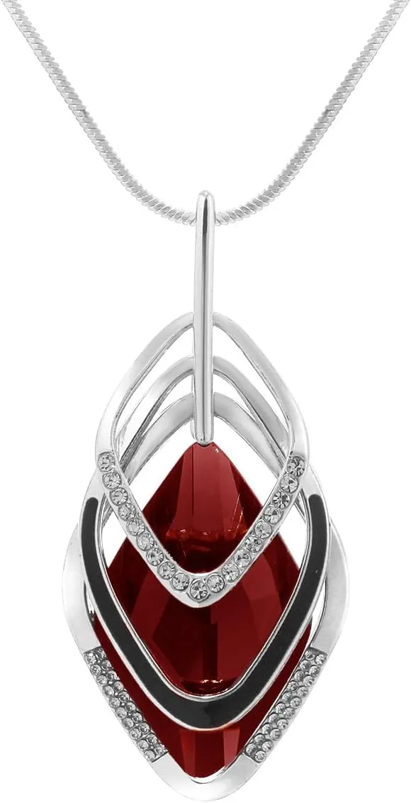 Solid Long Sweater Necklaces for Women Elegant Triple Stack Cubic Zirconia Pendant Rhombic Rhinestone Pendant Y Necklaces Fashion Jewelry