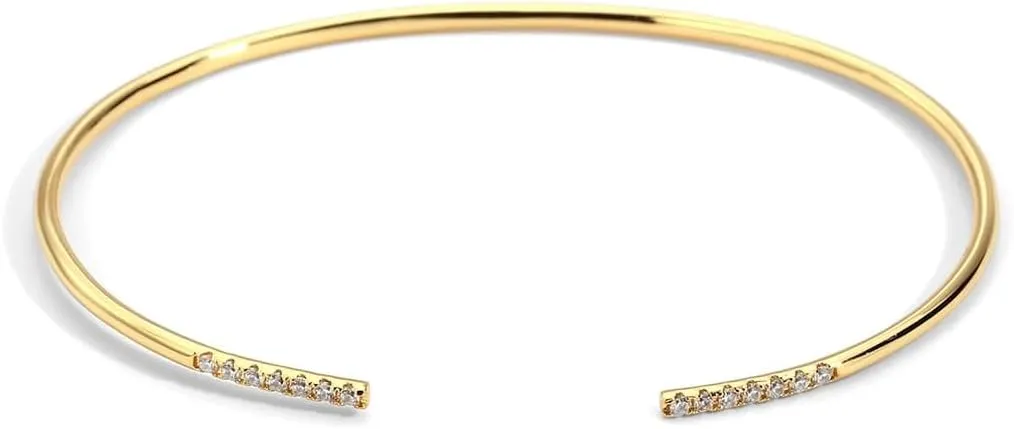 Sparkling Gold Cubic Zirconia Adjustable Bracelet - Stylish Bangle Cuff for Women - Elegant & Versatile Jewelry Accessory