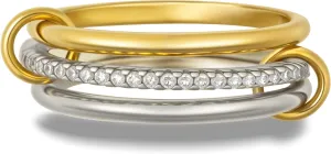 Stackable Rings for Women, Multicolored Connected Ring Set, Gold Silver Multi-Link Connected Ring, Stackable Cubic Zirconia Rings Set