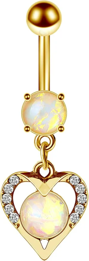 Stainless Steel Navel Rings for Women, Cute Navel Rings for Women Heart Gold Navel Rings