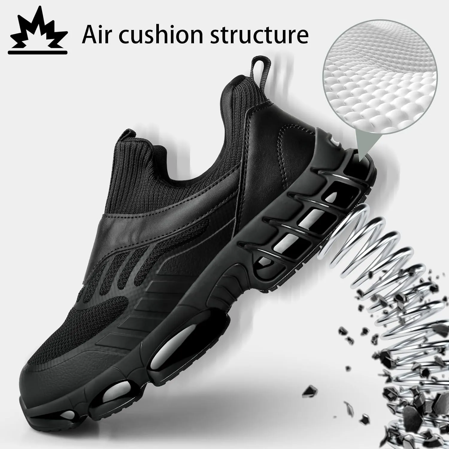 Steel Toe Shoes for Women Comfortable Non Slip Safety Work Shoes Air Cushion Sneakers Indestructible Industrial Construction Footwear
