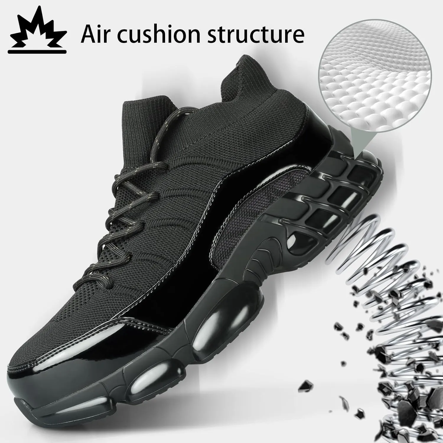 Steel Toe Shoes for Women Comfortable Non Slip Safety Work Shoes Air Cushion Sneakers Indestructible Industrial Construction Footwear