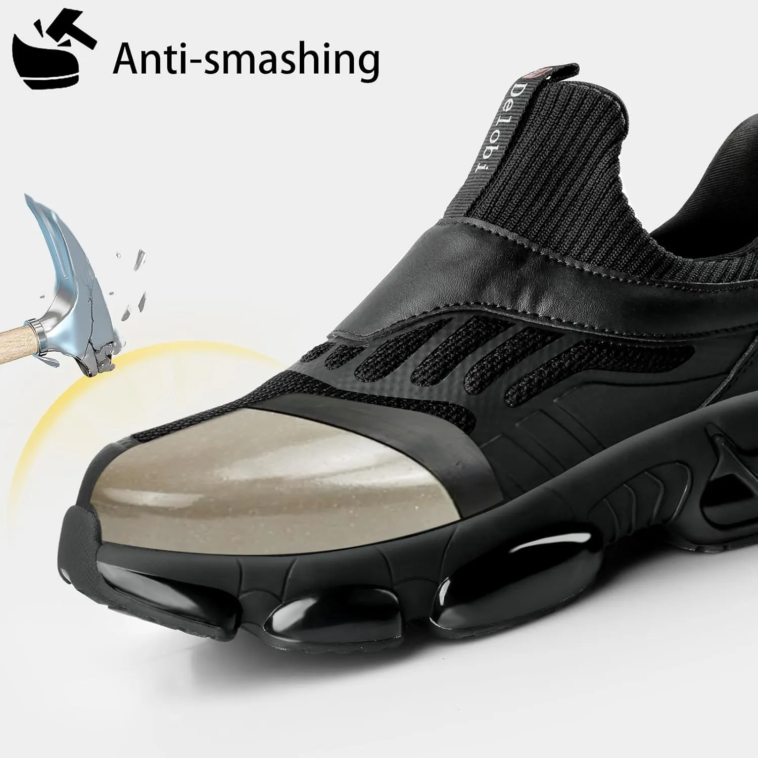 Steel Toe Shoes for Women Comfortable Non Slip Safety Work Shoes Air Cushion Sneakers Indestructible Industrial Construction Footwear