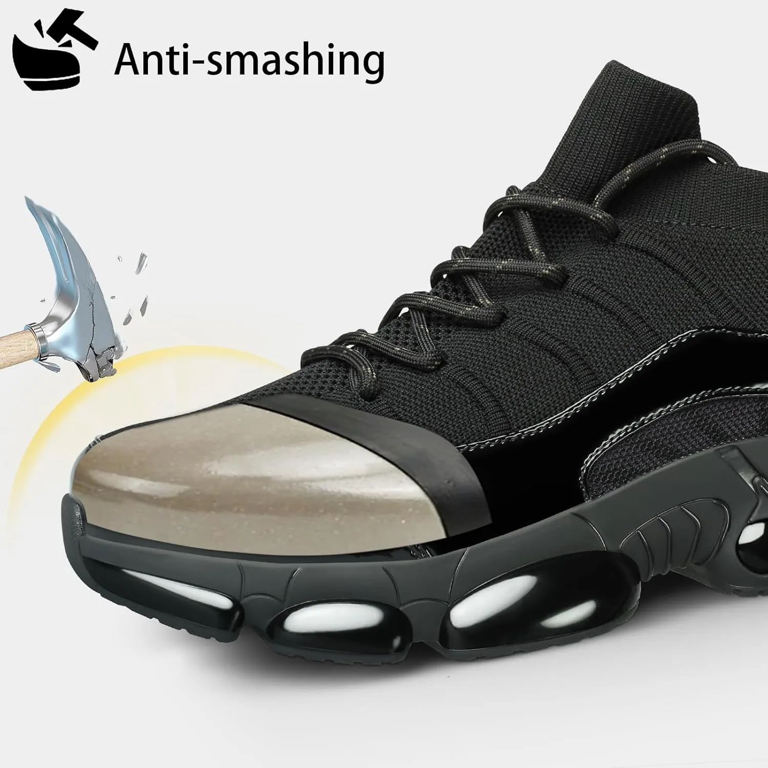 Steel Toe Shoes for Women Comfortable Non Slip Safety Work Shoes Air Cushion Sneakers Indestructible Industrial Construction Footwear
