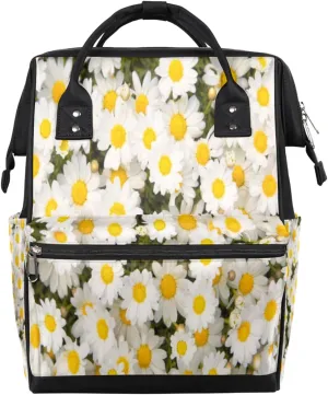 Summer Daisies Floral Diaper Bag Tote Large Capacity Waterproof with Adjustable Shoulder Strap and Pram Straps Mommy Bag for Hospital Beach Weekender Travel