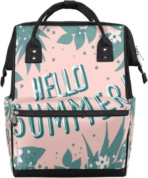 Summer Tropic Jungle Desgn Diaper Bag Tote Large Capacity Waterproof with Adjustable Shoulder Strap and Pram Straps Mommy Bag for Hospital Beach Weekender Travel