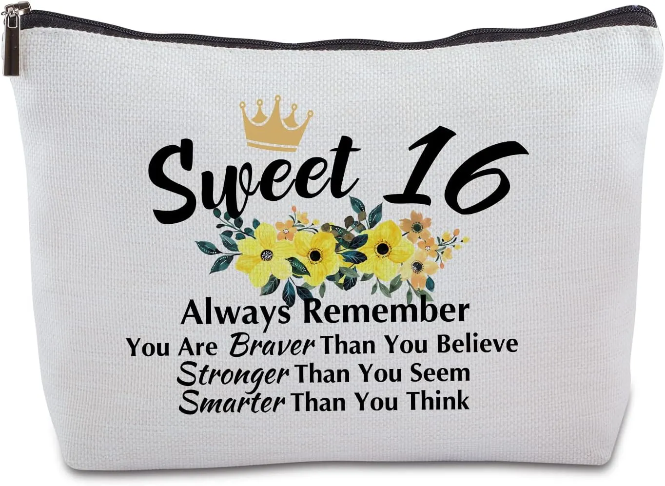 Sweet 16 Gifts for Her Zipper Travel Makeup Bag Sweet Sixteen Gifts for Sister Best Friend Sweet 16 Gifts for Niece Daughter 16th Birthday Gifts Ideas
