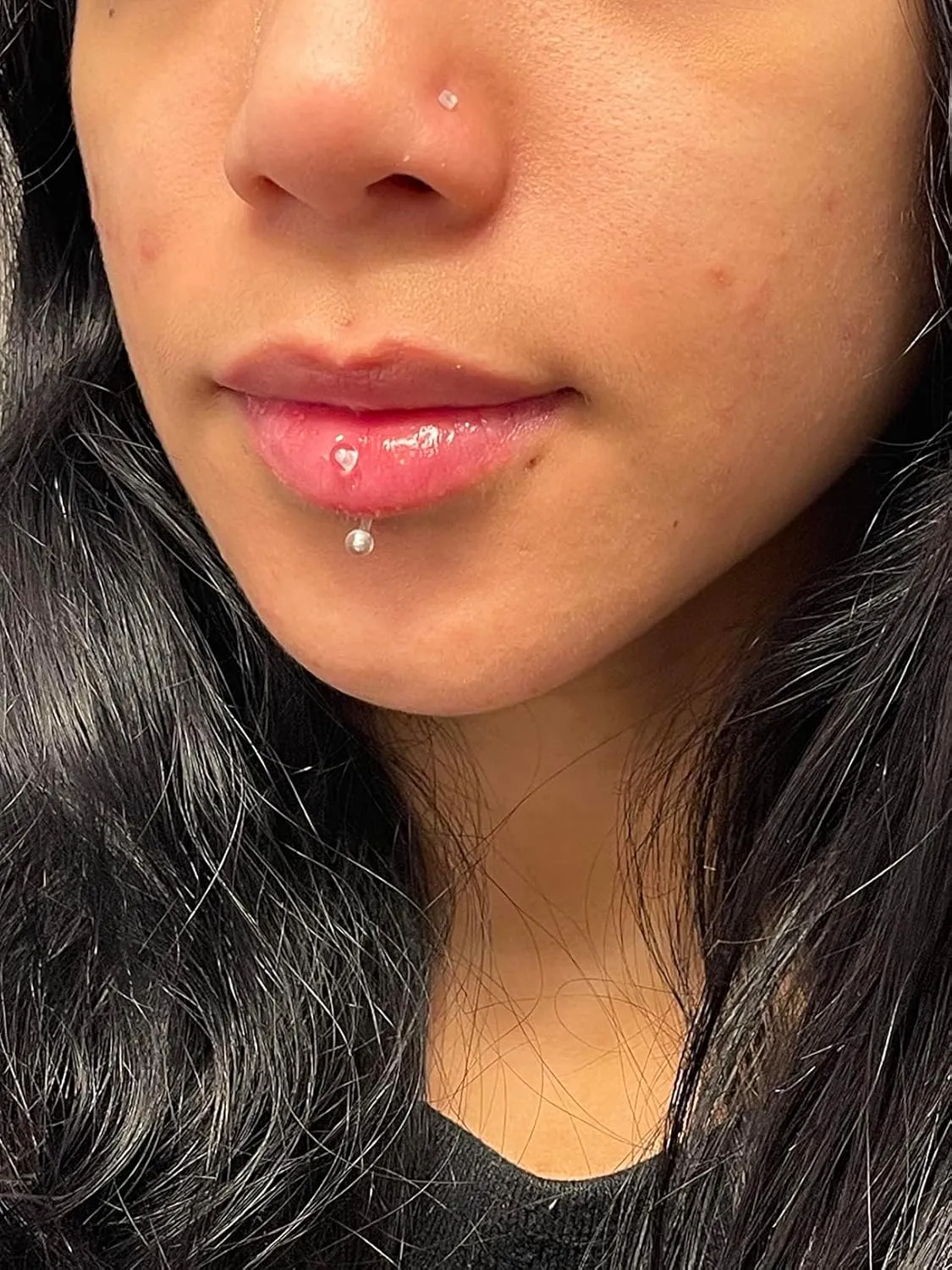 TOKRING Clear Nose Rings Studs Piercing Set Septum Lip Cartilage Tongue Rook Daith Ear Industrial Nipple Belly Piercing Jewelry for Work Surgery