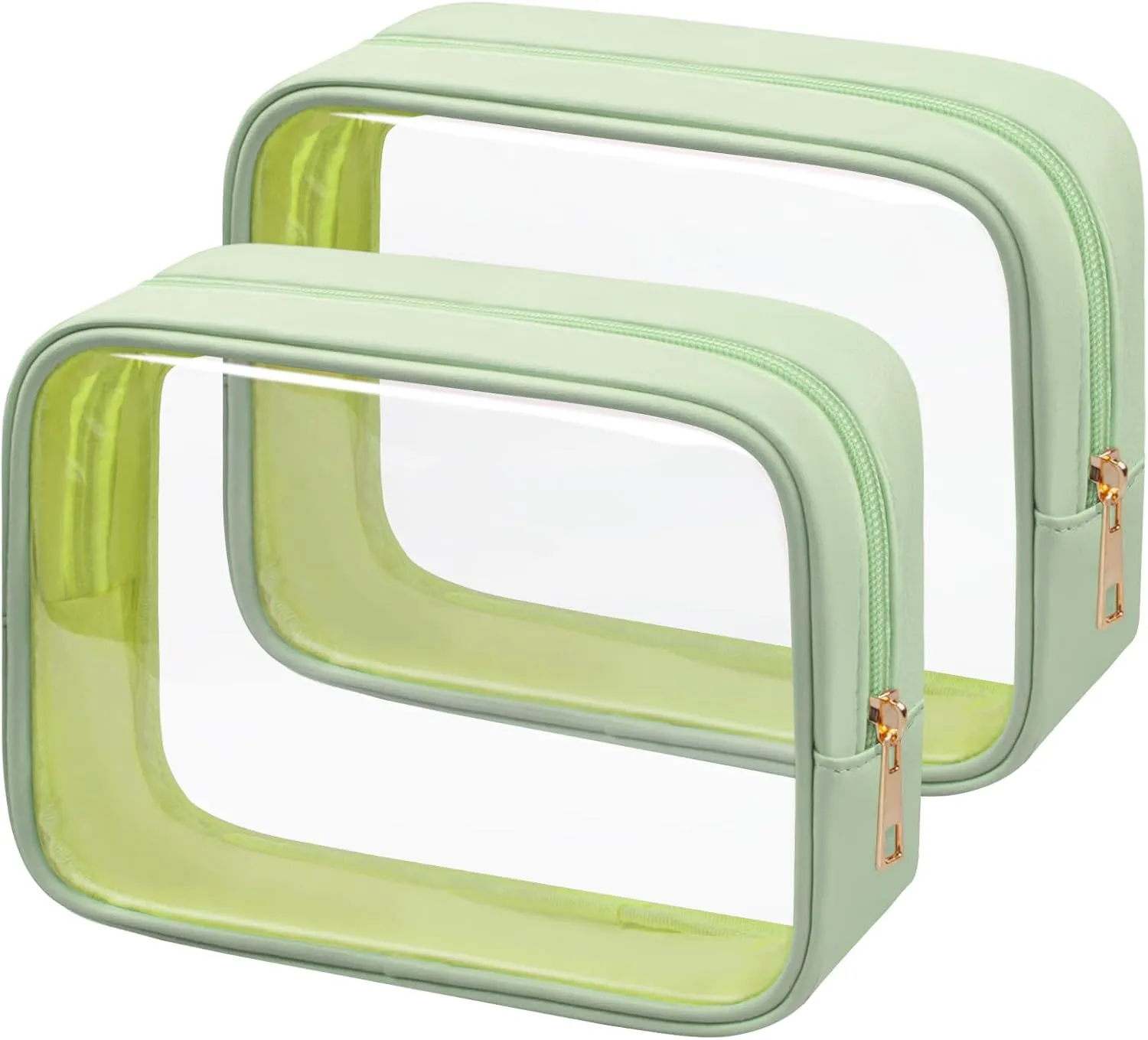 TSA Toiletry Bag Clear Makeup Bag Travel Essentials Cosmetic Bag for Men and Women Green 2Pcs