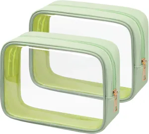 TSA Toiletry Bag Clear Makeup Bag Travel Essentials Cosmetic Bag for Men and Women Green 2Pcs