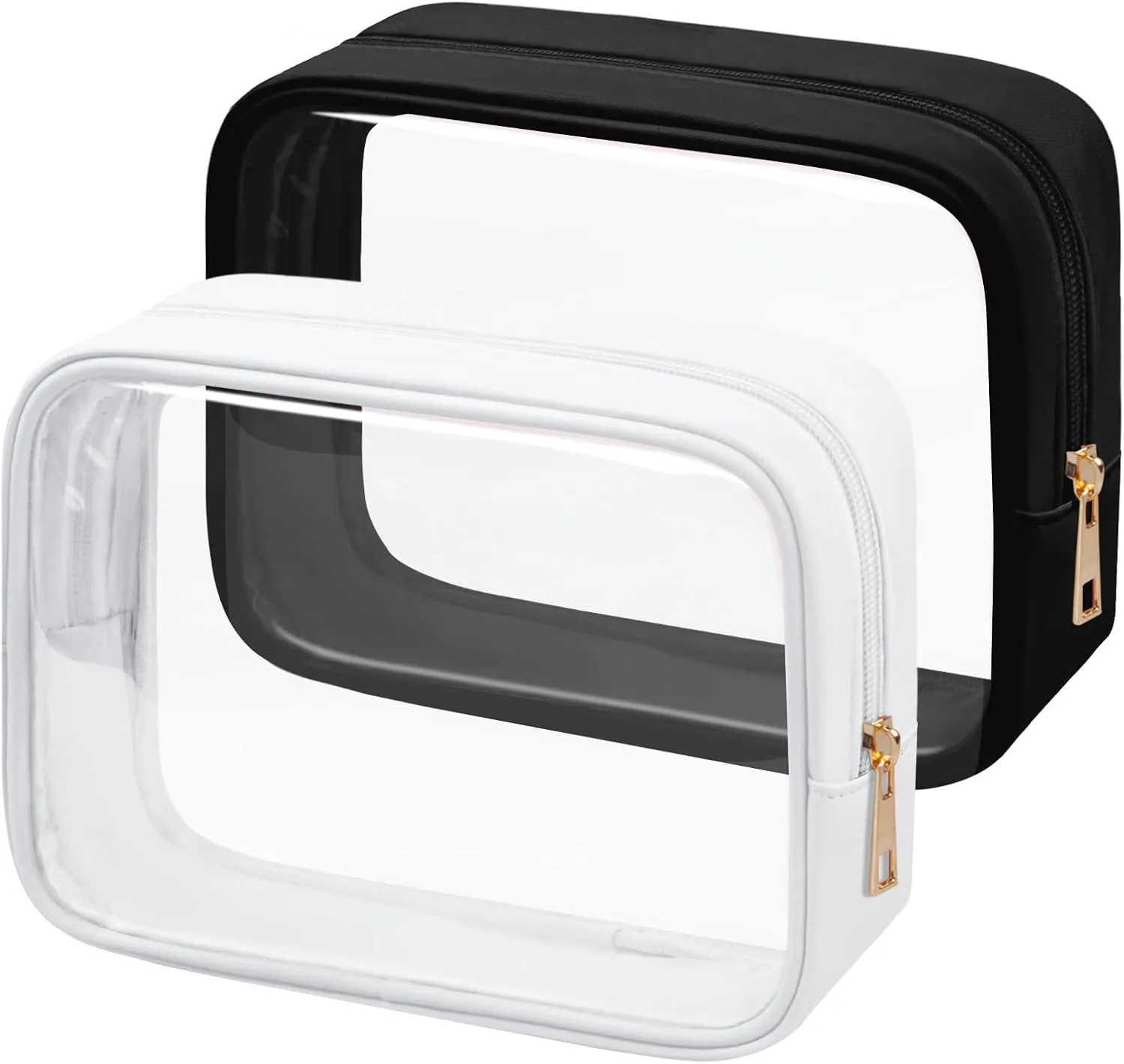 TSA Toiletry Bag Clear Makeup Bag Travel Essentials Cosmetic Bag for Men and Women(Black White)