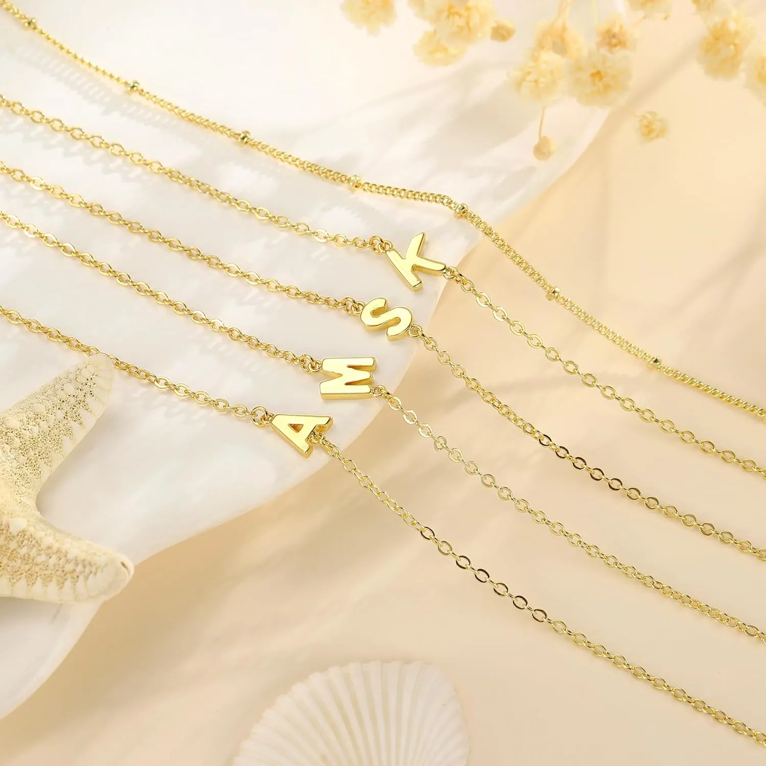 Turandoss Gold Initial Bracelets for Women Trendy - 18K Real Gold Plated Layered Letter A-Z Initial Bracelets Dainty 26 Alphabet Monogram Gold Bracelets for Women Jewelry Gifts Womens Gold Bracelets