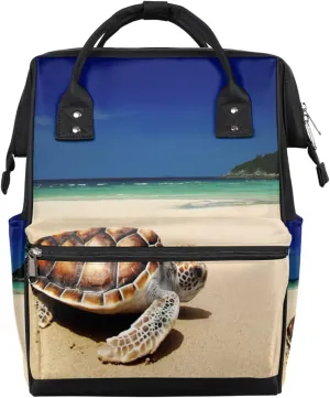 Turtles Beach Diaper Bag Tote Large Capacity Waterproof with Adjustable Shoulder Strap and Pram Straps Mommy Bag for Hospital Beach Weekender Travel