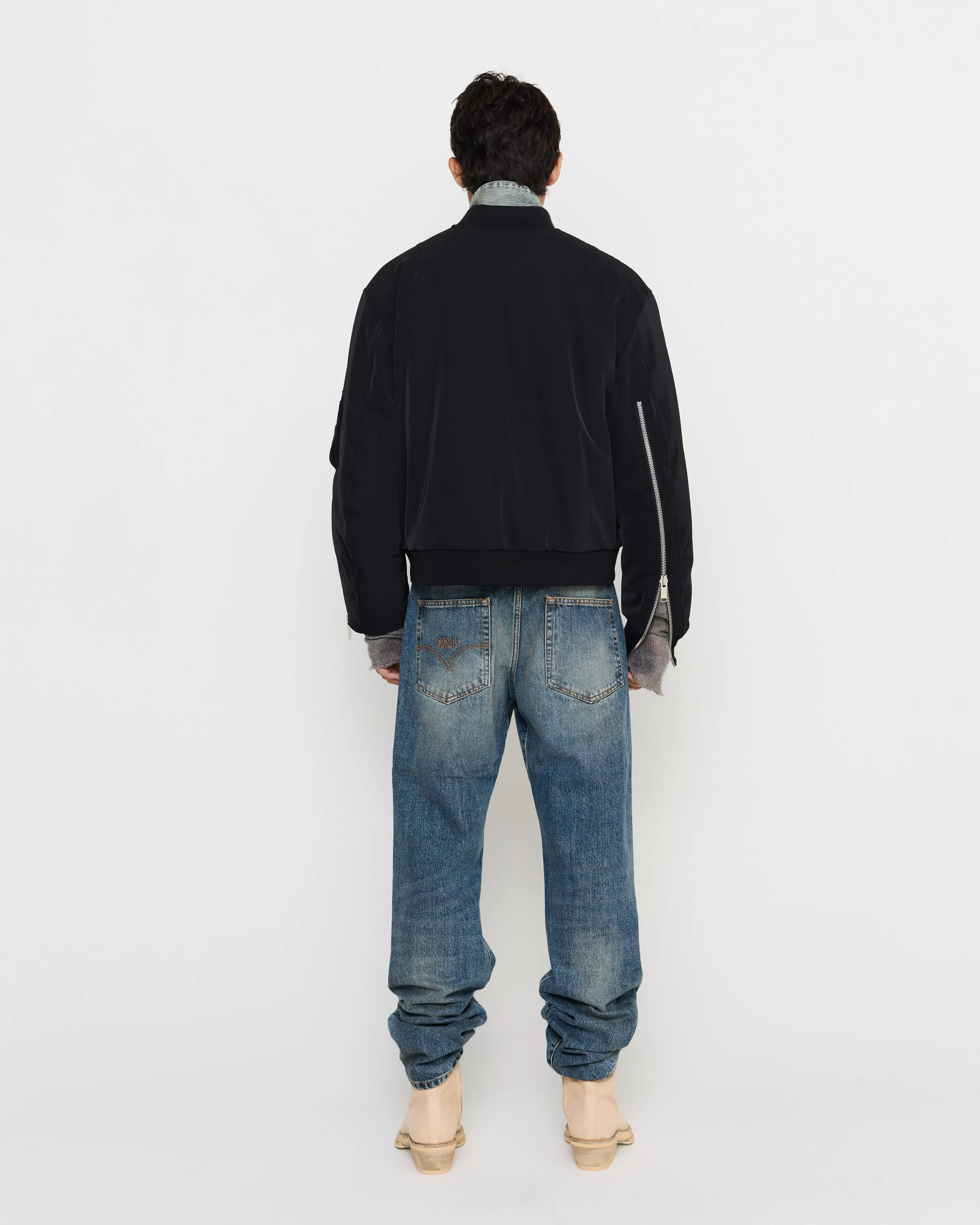 Twill Military Bomber in Black