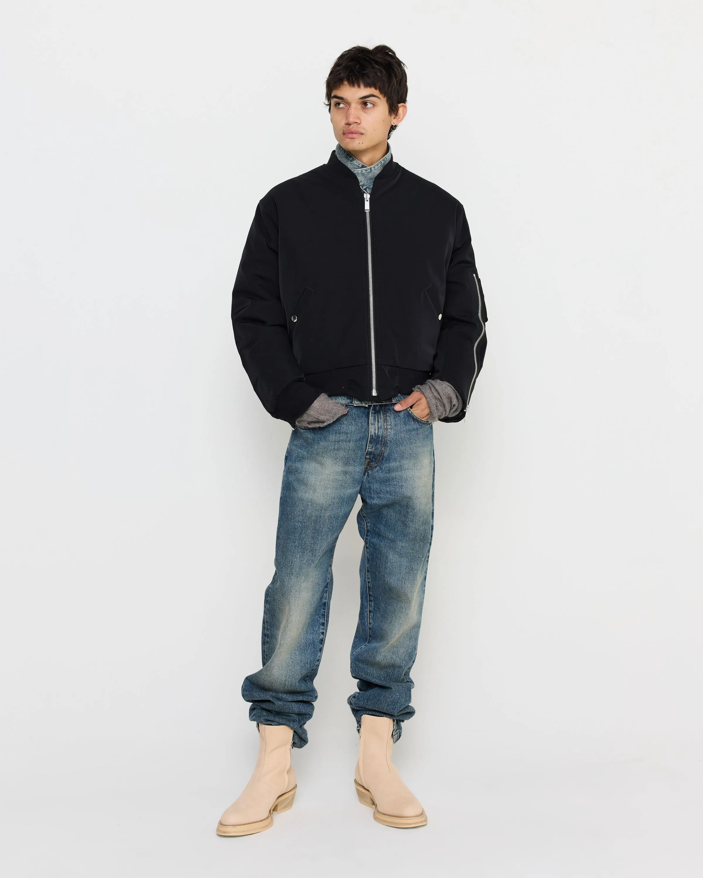 Twill Military Bomber in Black