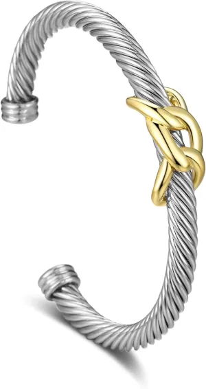 Twisted Cable Bracelet for Women Fashion Wire Cuff Dupes Bracelet Adjustable Bangle Jewelry Gifts for Her