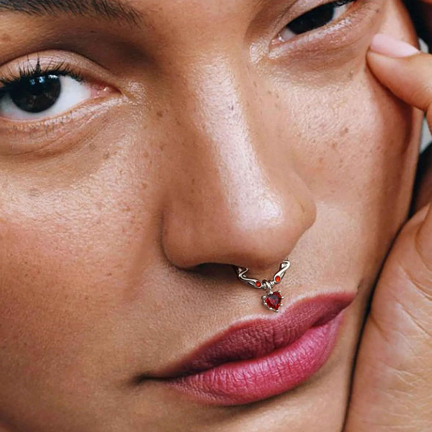 UBGICIG 16G Silver/Gold/Black Rose Septum Rings Heart CZ Hinged Nose Rings Hoops Stainless Steel Daith Piercing Jewelry Helix Tragus Conch Earrings Septum Clicker Nose Piercings for Women 8mm 10mm