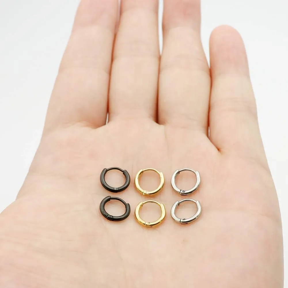 Unisex 18K Real Gold Plating Surgical Steel Sleeper Tiny Hoop Earrings,Nose Ring Septum Ring Helix Ring Daith Ring Lip Ring Nipple Ring Snug Ring Rook Ring Body Piercing Jewelry