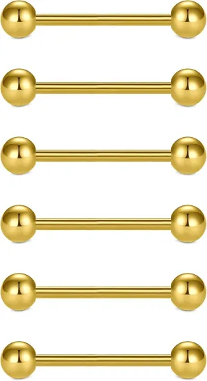 VCMART 12mm-18mm 14G Tongue Rings Nipple Straight Barbells Surgical Steel Body Piercing Jewelry