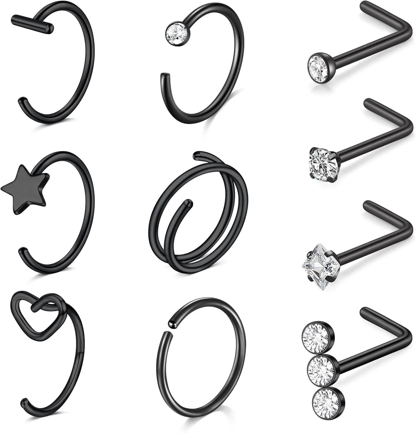 VCMART Nose Rings for Women 20g Hoops & Studs Stainless Steel 20 Gauge Nostril Piercing Jewelry