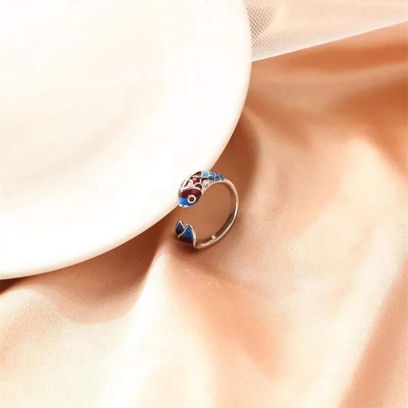Vintage Lucky Koi Fish Cyprinoid Open Ring