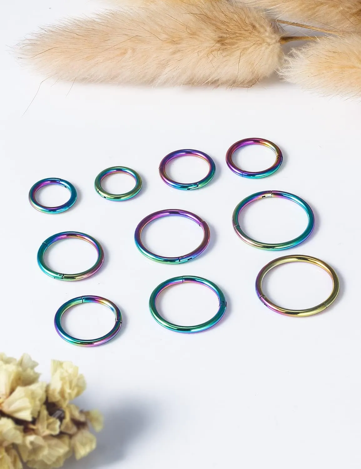 Vsnnsns 14G 16G Septum Nose Rings Hoops Lip Ring Piercing Jewelry 316L Surgical Steel Hinged Segment Clicker Cartilage Tragus Helix Conch Rook Daith Lobe Earrings Hoops Piercing Jewelry for Women Men