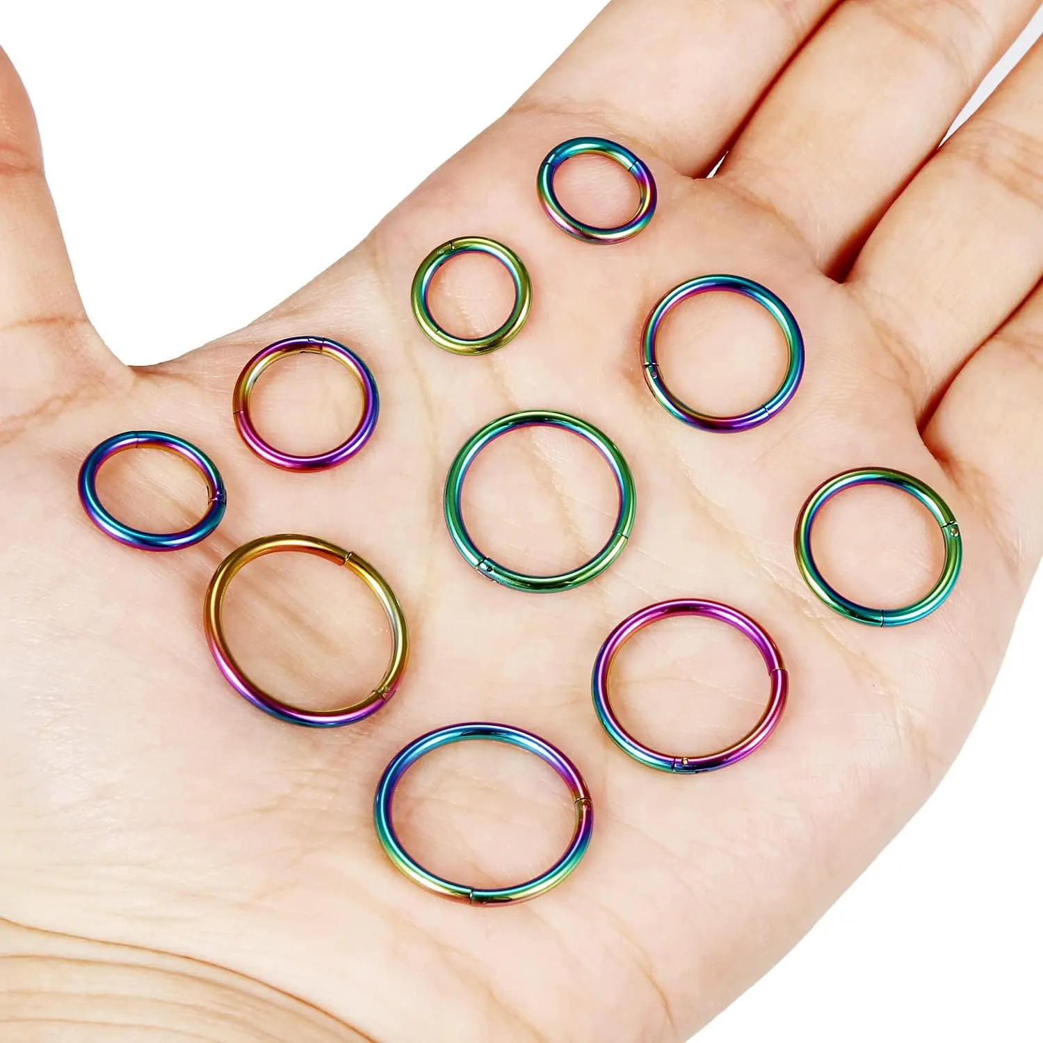 Vsnnsns 14G 16G Septum Nose Rings Hoops Lip Ring Piercing Jewelry 316L Surgical Steel Hinged Segment Clicker Cartilage Tragus Helix Conch Rook Daith Lobe Earrings Hoops Piercing Jewelry for Women Men