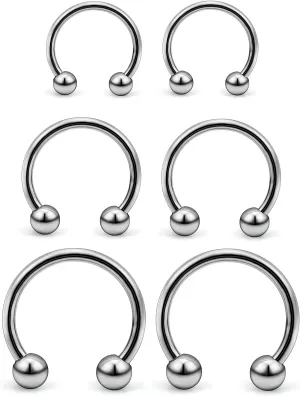 Vsnnsns Titanium Septum Rings 14G & 16G - Horseshoe & Snake Bite Piercing Jewelry for Women & Men - 8MM to 16MM