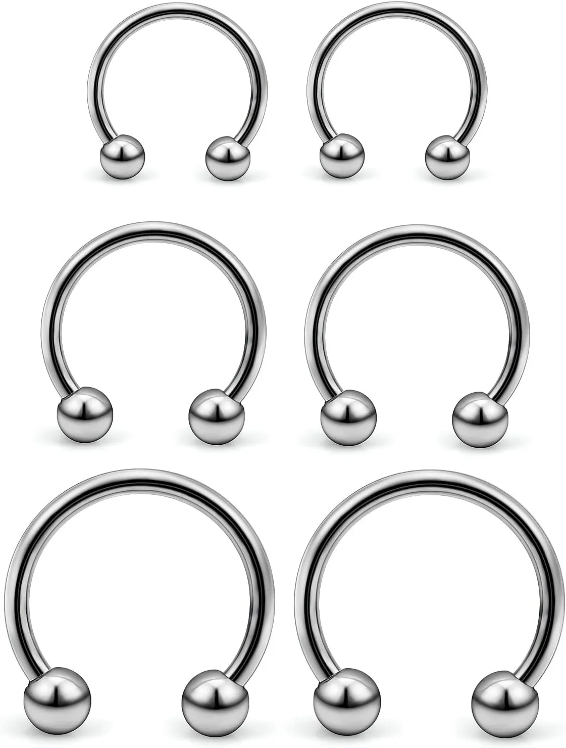 Vsnnsns Titanium Septum Rings 14G & 16G - Horseshoe & Snake Bite Piercing Jewelry for Women & Men - 8MM to 16MM