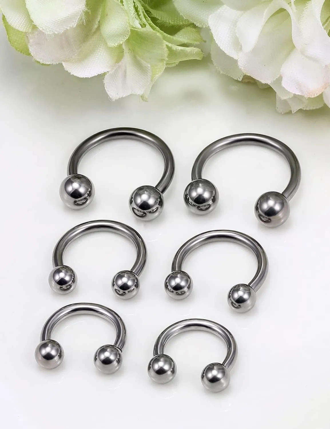 Vsnnsns Titanium Septum Rings 14G & 16G - Horseshoe & Snake Bite Piercing Jewelry for Women & Men - 8MM to 16MM