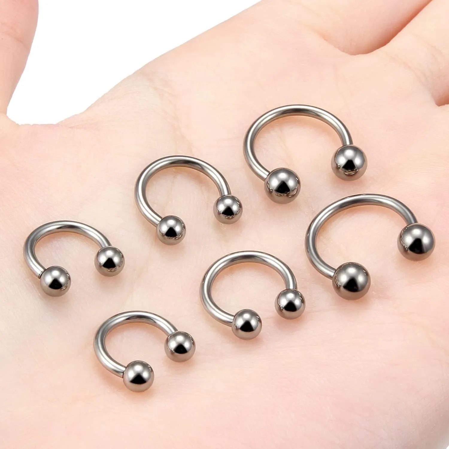 Vsnnsns Titanium Septum Rings 14G & 16G - Horseshoe & Snake Bite Piercing Jewelry for Women & Men - 8MM to 16MM