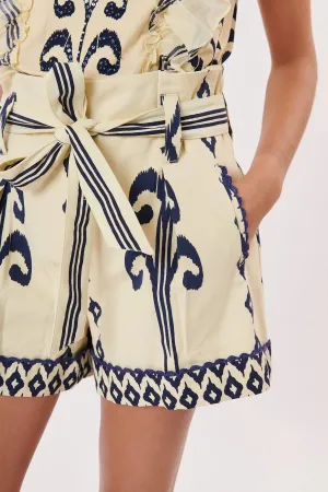 Wanda Tie Front Shorts -  Ecru