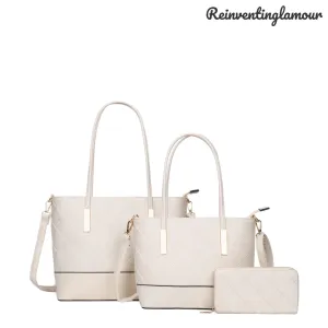 White “Luxury” Tote 3 Piece Set