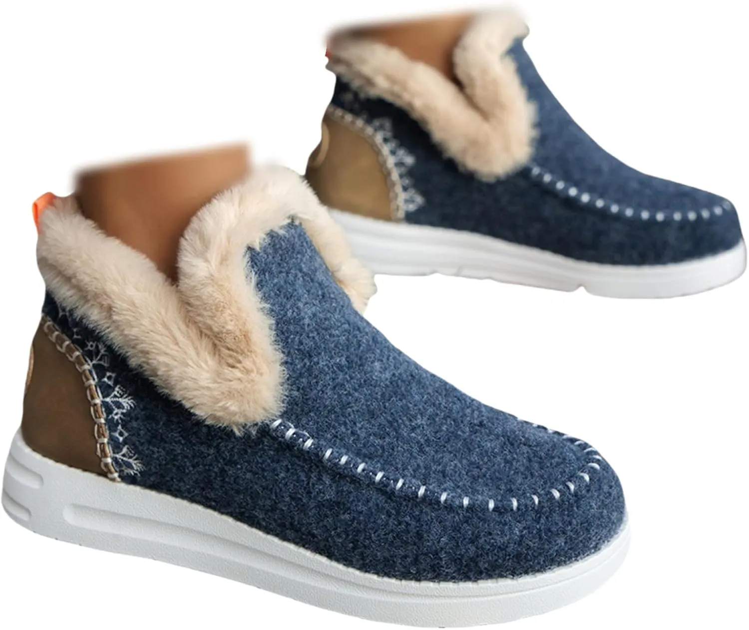 Winter Boots For Women 2024 Dressy Snow Boots Warm Ankle Booties Slip On Fur Lined Comfortable Fashion Loafers Shoes