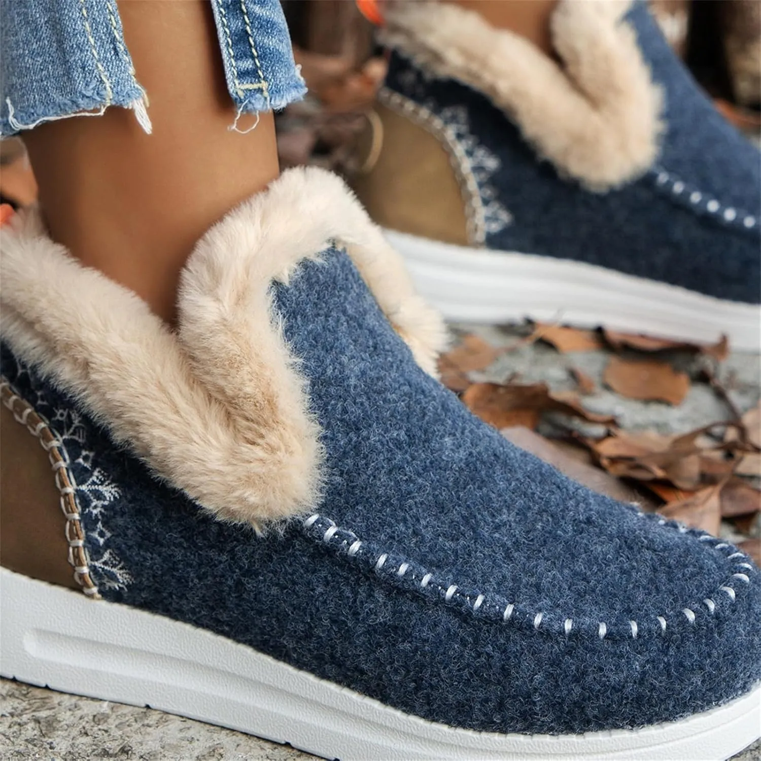 Winter Boots For Women 2024 Dressy Snow Boots Warm Ankle Booties Slip On Fur Lined Comfortable Fashion Loafers Shoes