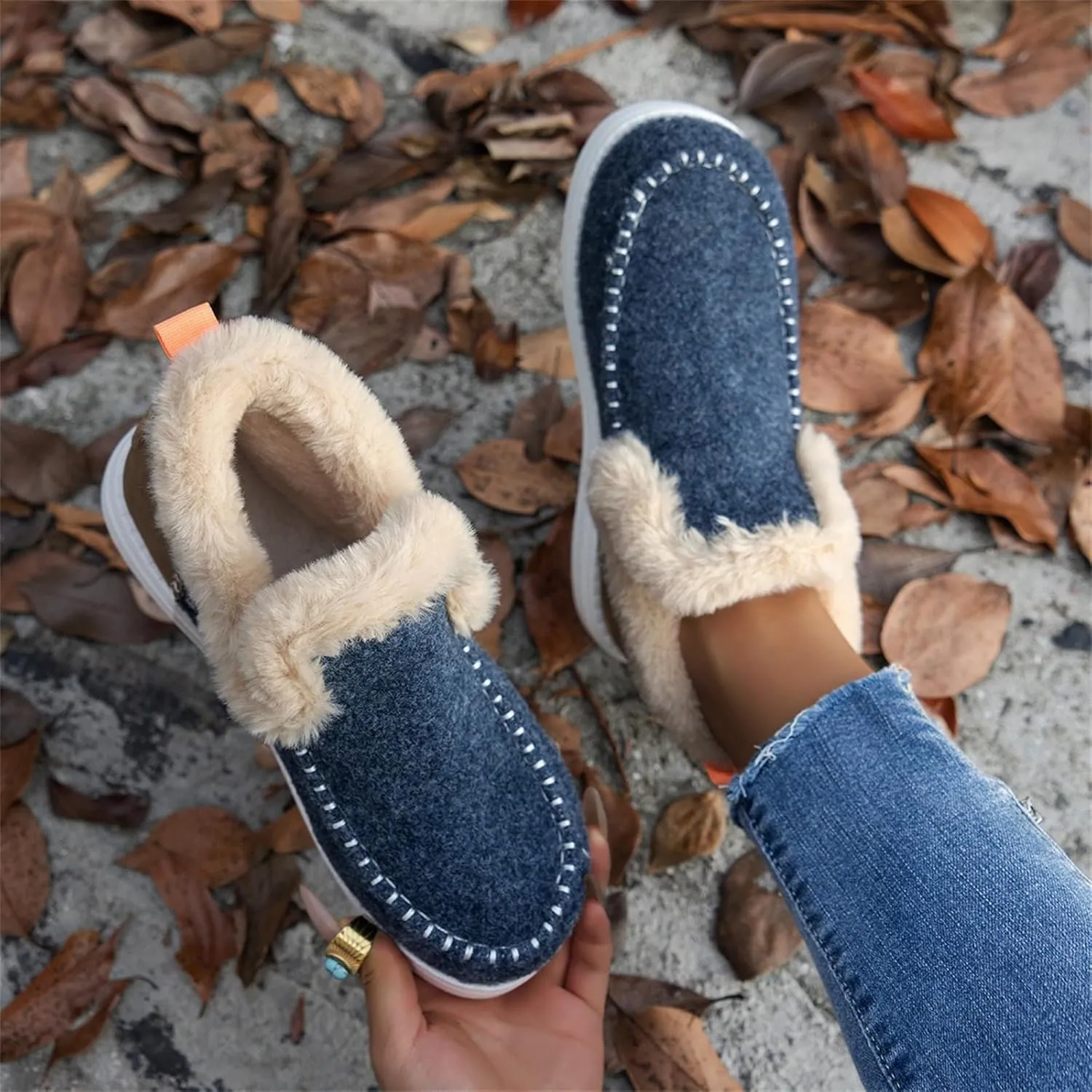 Winter Boots For Women 2024 Dressy Snow Boots Warm Ankle Booties Slip On Fur Lined Comfortable Fashion Loafers Shoes