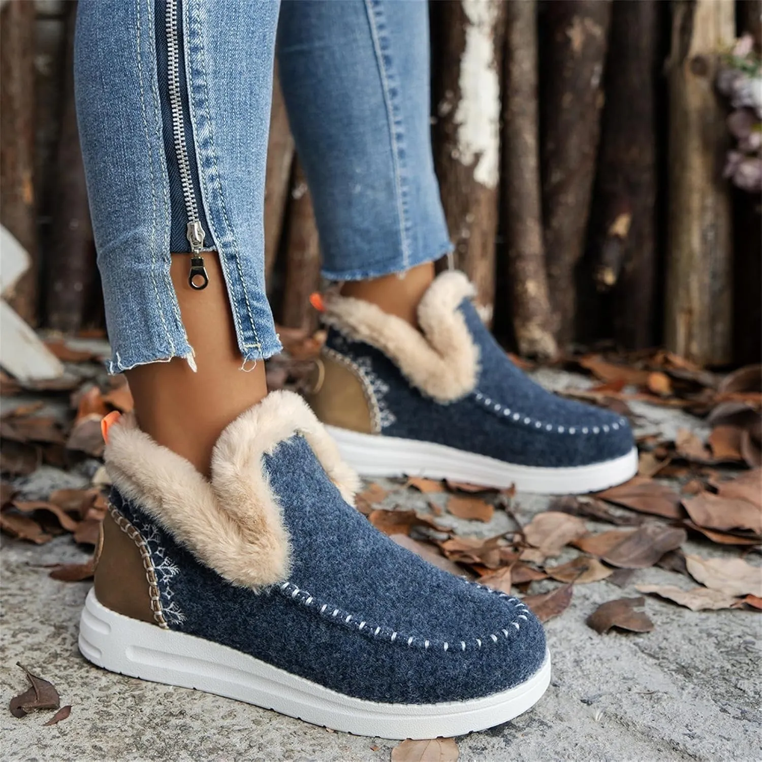 Winter Boots For Women 2024 Dressy Snow Boots Warm Ankle Booties Slip On Fur Lined Comfortable Fashion Loafers Shoes