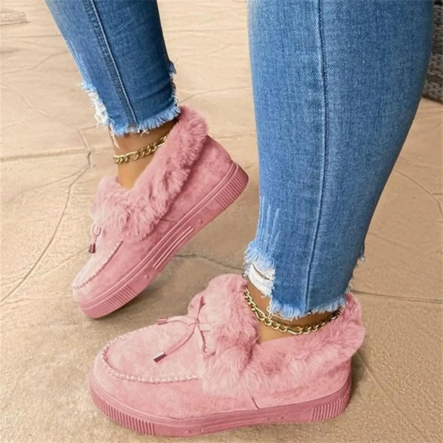 Winter Boots For Women Fashion Ankle Boot Slip On Comfortable Snow Fuzzy Booties Sneaker Casual Walking Shoes Loafers