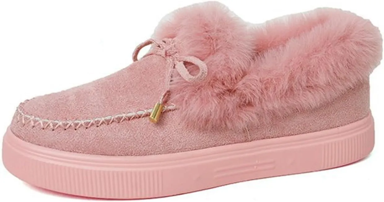 Winter Boots For Women Fashion Snow Boots Warm Casual Trendy Comfortable Slip On Fur Lined Fuzzy Loafers Shoes