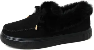 Winter Boots For Women Fashion Warm Snow Fuzzy Ankle Booties Cute Silp On Comfortable Casual Fur Lined Loafers Shoes