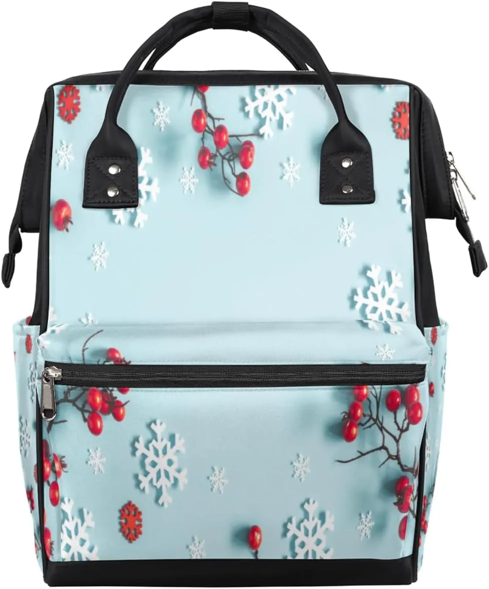 Winter Season Theme Diaper Bag Tote Large Capacity Waterproof with Adjustable Shoulder Strap and Pram Straps Mommy Bag for Hospital Beach Weekender Travel