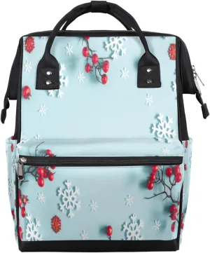 Winter Season Theme Diaper Bag Tote Large Capacity Waterproof with Adjustable Shoulder Strap and Pram Straps Mommy Bag for Hospital Beach Weekender Travel